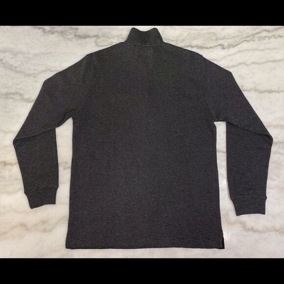 Chaps 100% Cotton 1/4 Zip Sweater Black/Grey - Picture 2 of 4